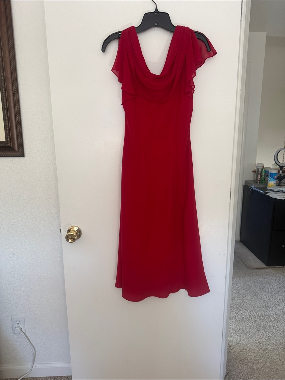 dressbarn Red Cowl Neck Midi Dress